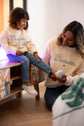 Le sweat Bichette crème et menthe des grands